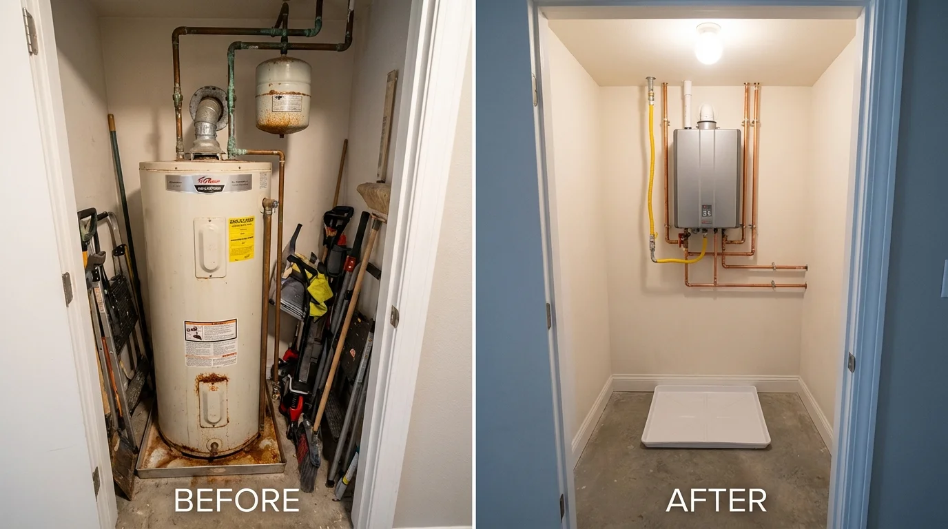 Tank water heater versus wall-mounted tankless unit comparison for Ardmore, PA homeowners